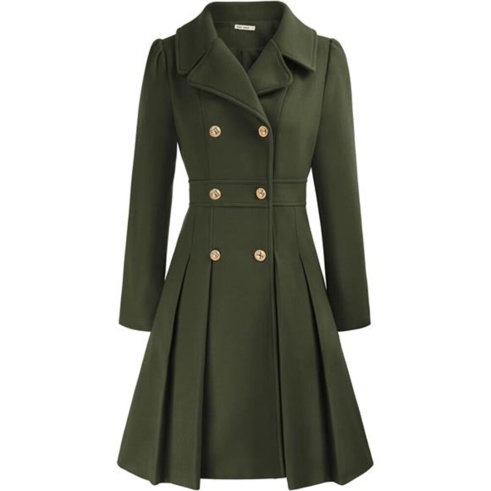 2024 Women's Fashion Trench Coat Notch Lapel Double Breasted Thick